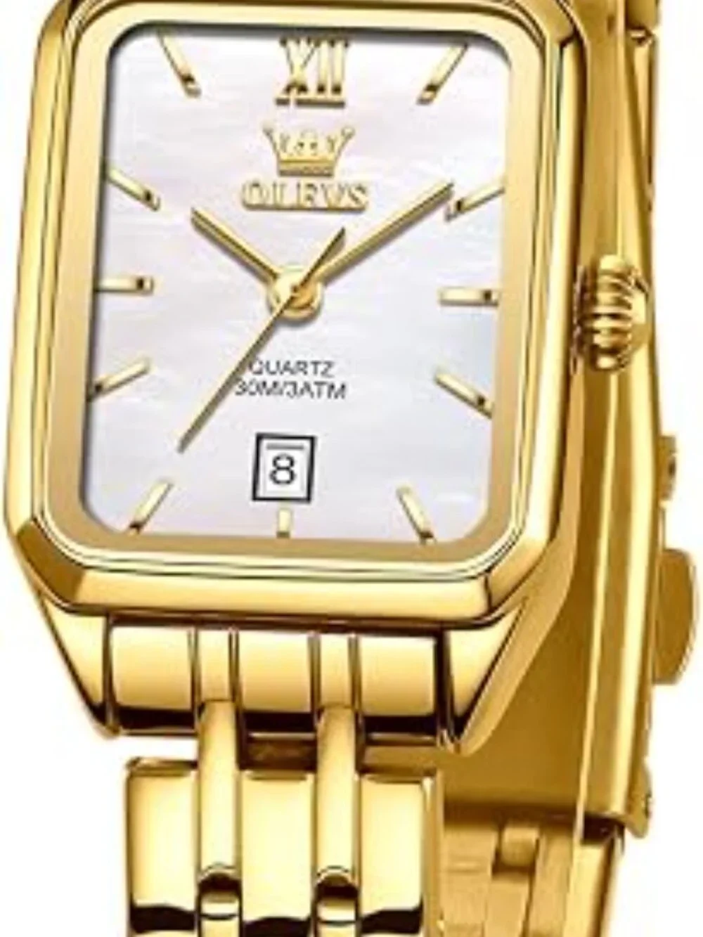 OLEVS Square Watch Gold Stainless Steel Bracelet Ladies Small Face Watches